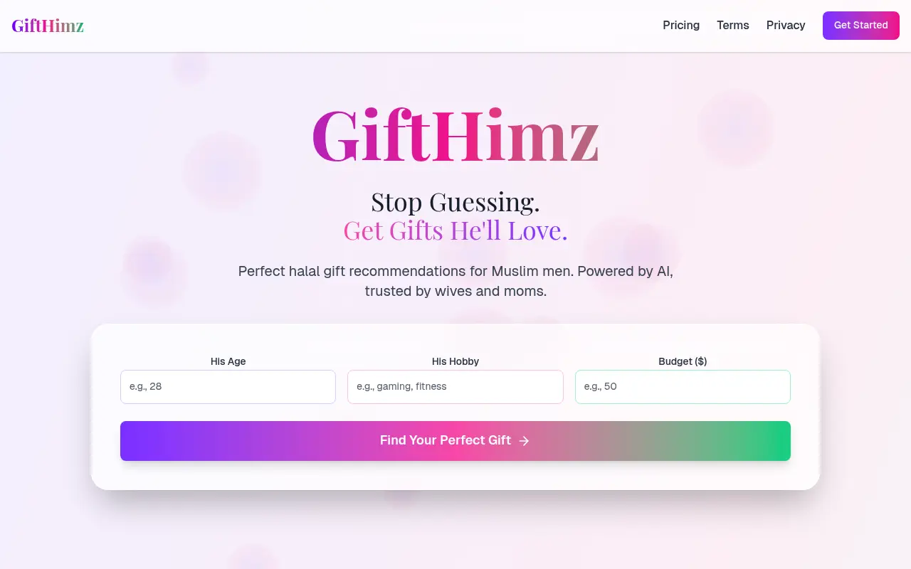 GiftHimz website interface